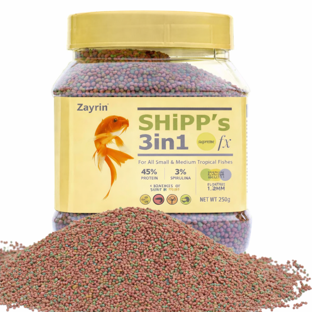 Zayrin SHIPP’s 3‑in‑1 Floating Tropical Fish Food Pellets – 100 g