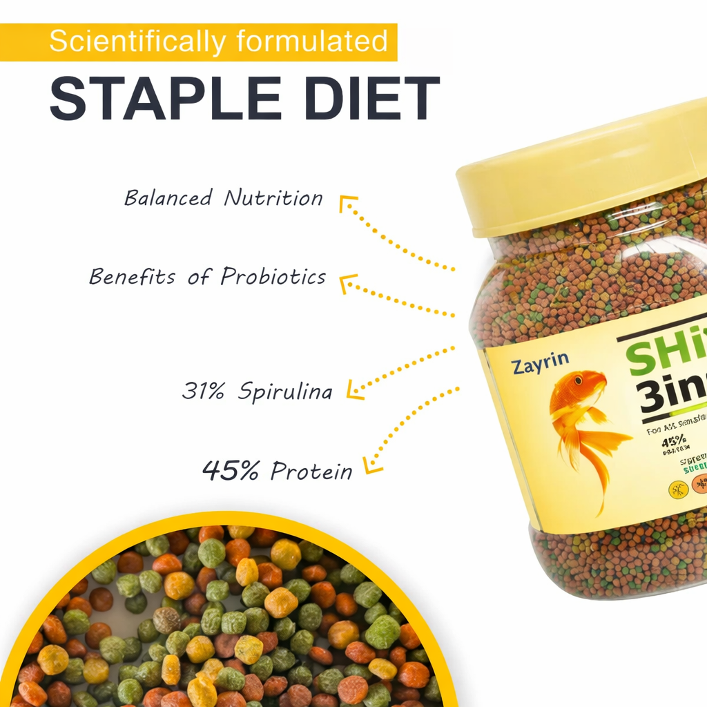 Zayrin SHIPP’s 3‑in‑1 Floating Tropical Fish Food Pellets – 100 g