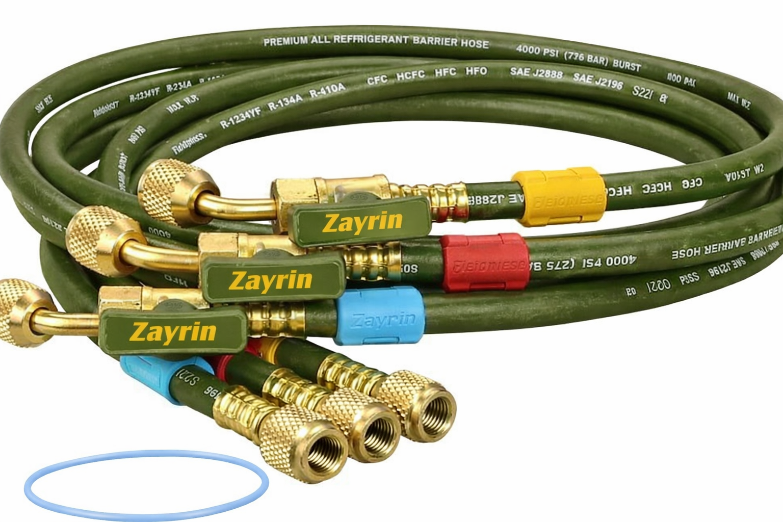 Zayrin Premium Refrigerant Charging Hose Set with Ball Valves – High Pressure HVAC Service Hoses